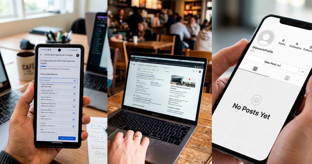 Ficha do Google Meu Negócio incompleta: os 3 erros que tiram pequeno negócio dos resultados — sem fotos, sem avaliações, sem publicações